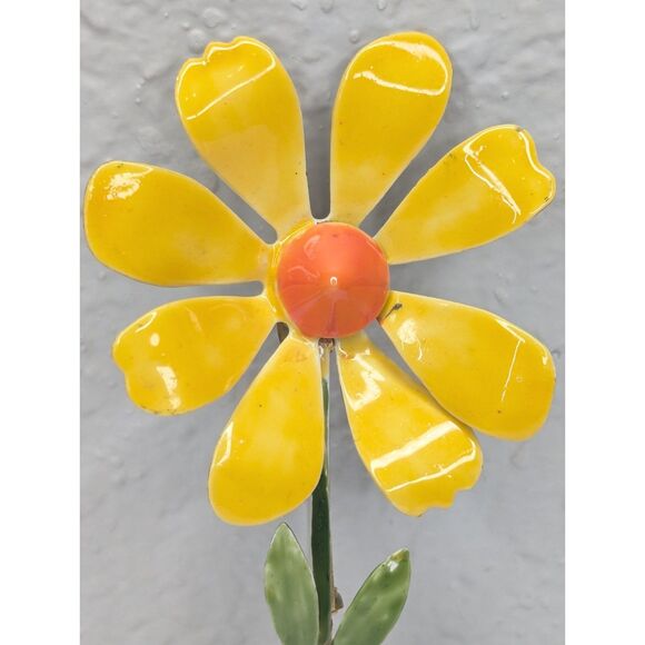 Vintage Original By Robert Enamel Flower Brooch Pin Yellow Orange Daisy Signed - Picture 4 of 10